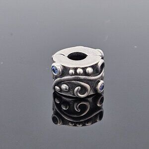 Pandora 925 Sterling Silver Tendril Swirl Crystal Charm Bead